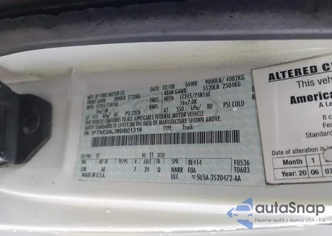 2008 Ford E-250 Commercial/Recreational из США, поврежденный, VIN 1FTNE24L38DB01318